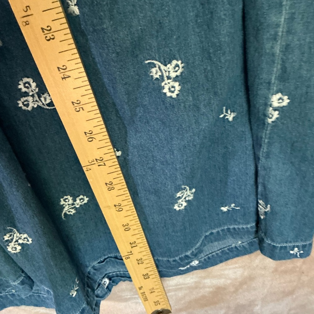 Motherhood‎ Blue Denim Dress with Floral Embroidery- vintage - Picture 6 of 7